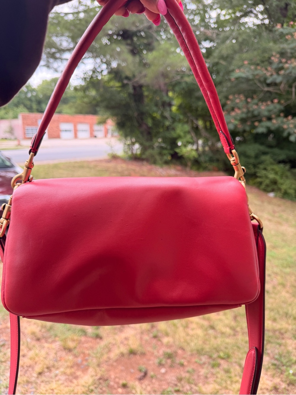 Coach Red Leather Mini Shoulder Bag with 'C' Hardware - Picture 2 of 9